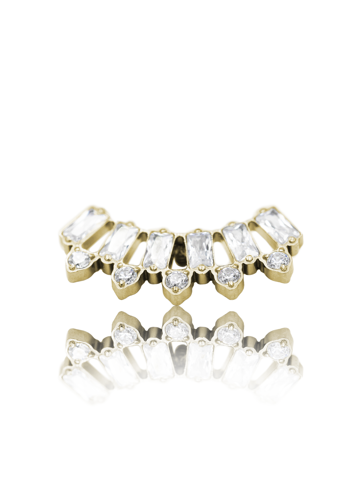 Ear stud "Crown for U" - anodized titanium labret with zircons