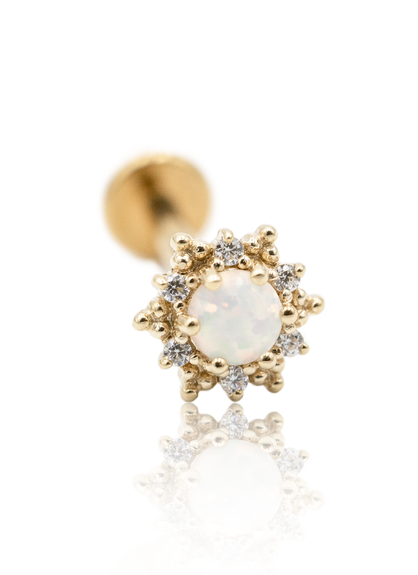 Full moon earring - 14k gold labret