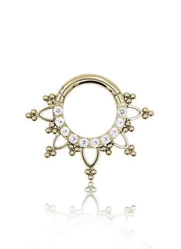 Kolczyk do ucha "Gotic" - anodyzowany tytanowy clicker z cyrkoniami