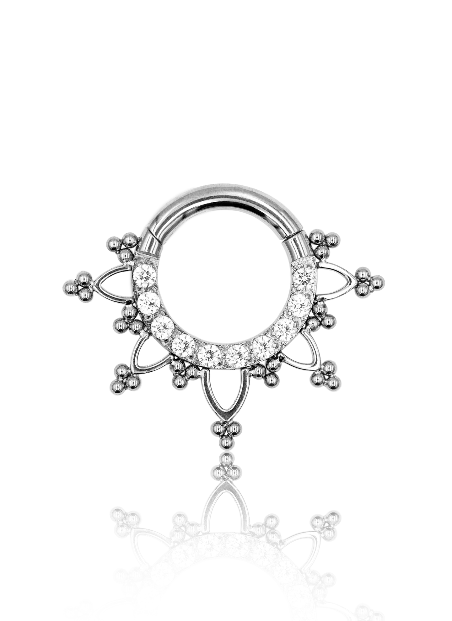 Kolczyk do ucha "Gotic" - tytanowy clicker z cyrkoniami