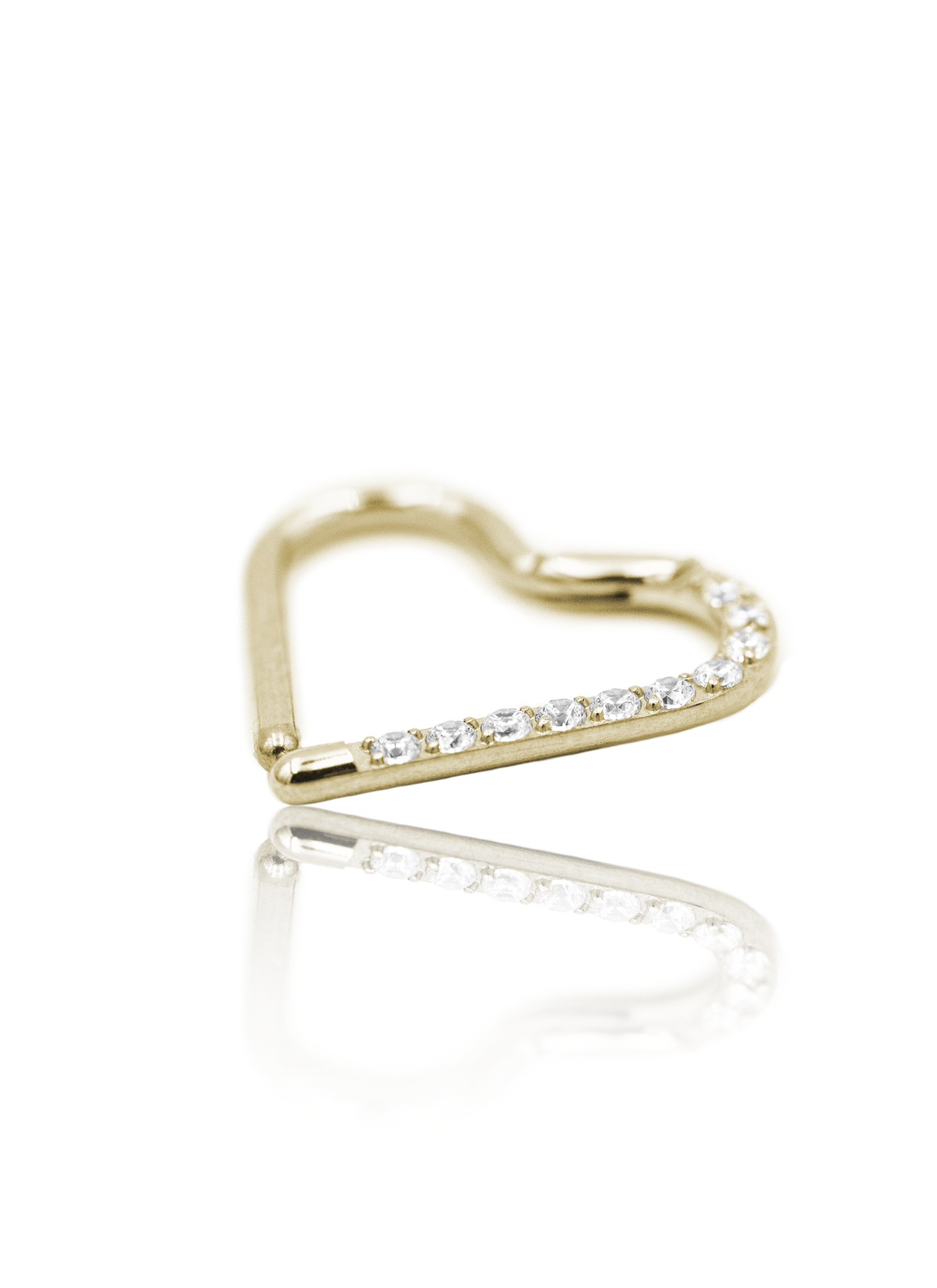 Kolczyk do ucha "Heart zirconia" - anodyzowany tytanowy clicker z cyrkoniami