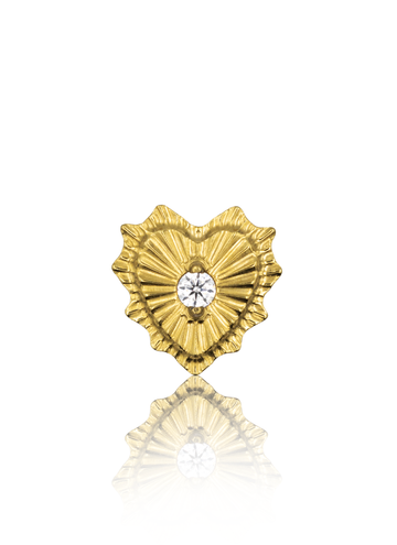 Kolczyk do ucha "Heart zirconia" - anodyzowany tytanowy labret z pojedynczą cyrkonią