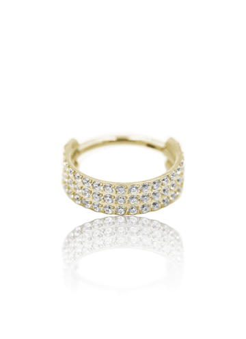 Kolczyk do ucha "Iced out" - anodyzowany tytanowy clicker z cyrkoniami