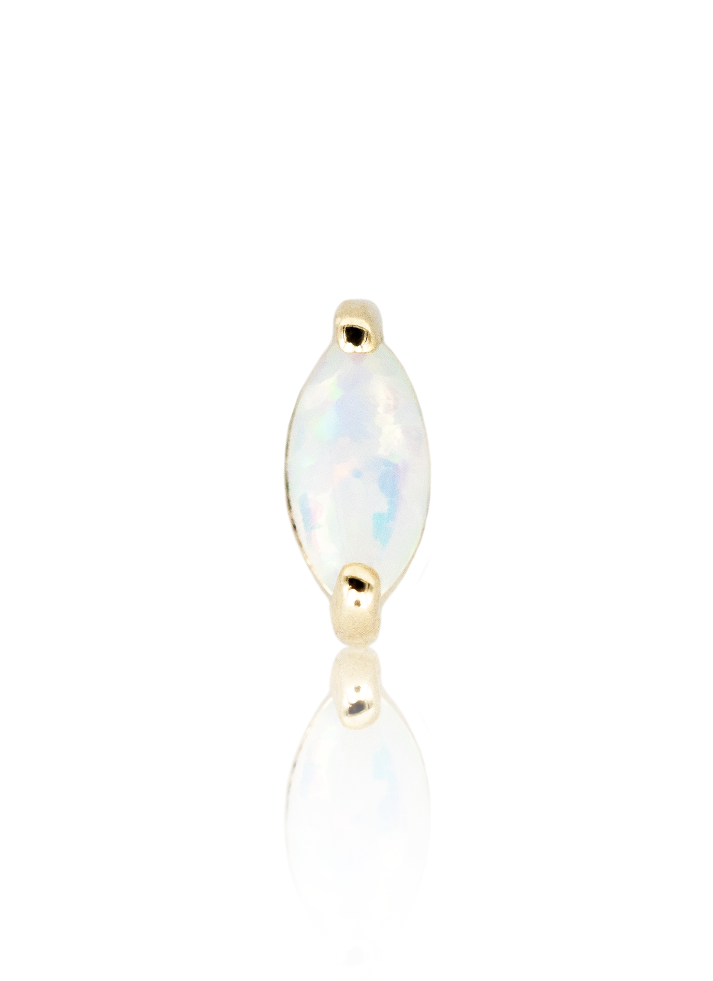"Long opal" ear stud - 14K gold labret