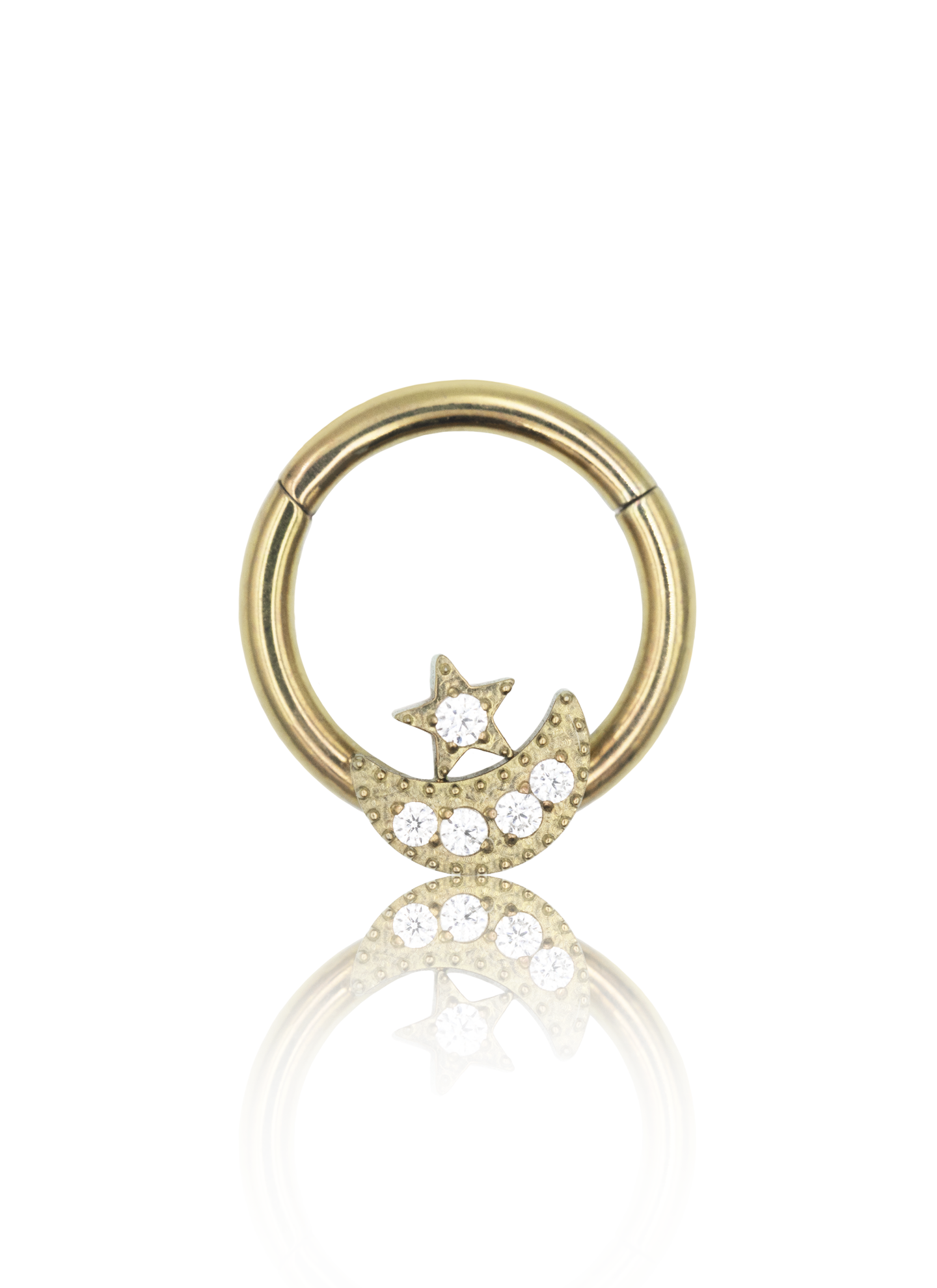 Kolczyk do ucha "Moon star" - anodyzowany tytanowy clicker z cyrkoniami