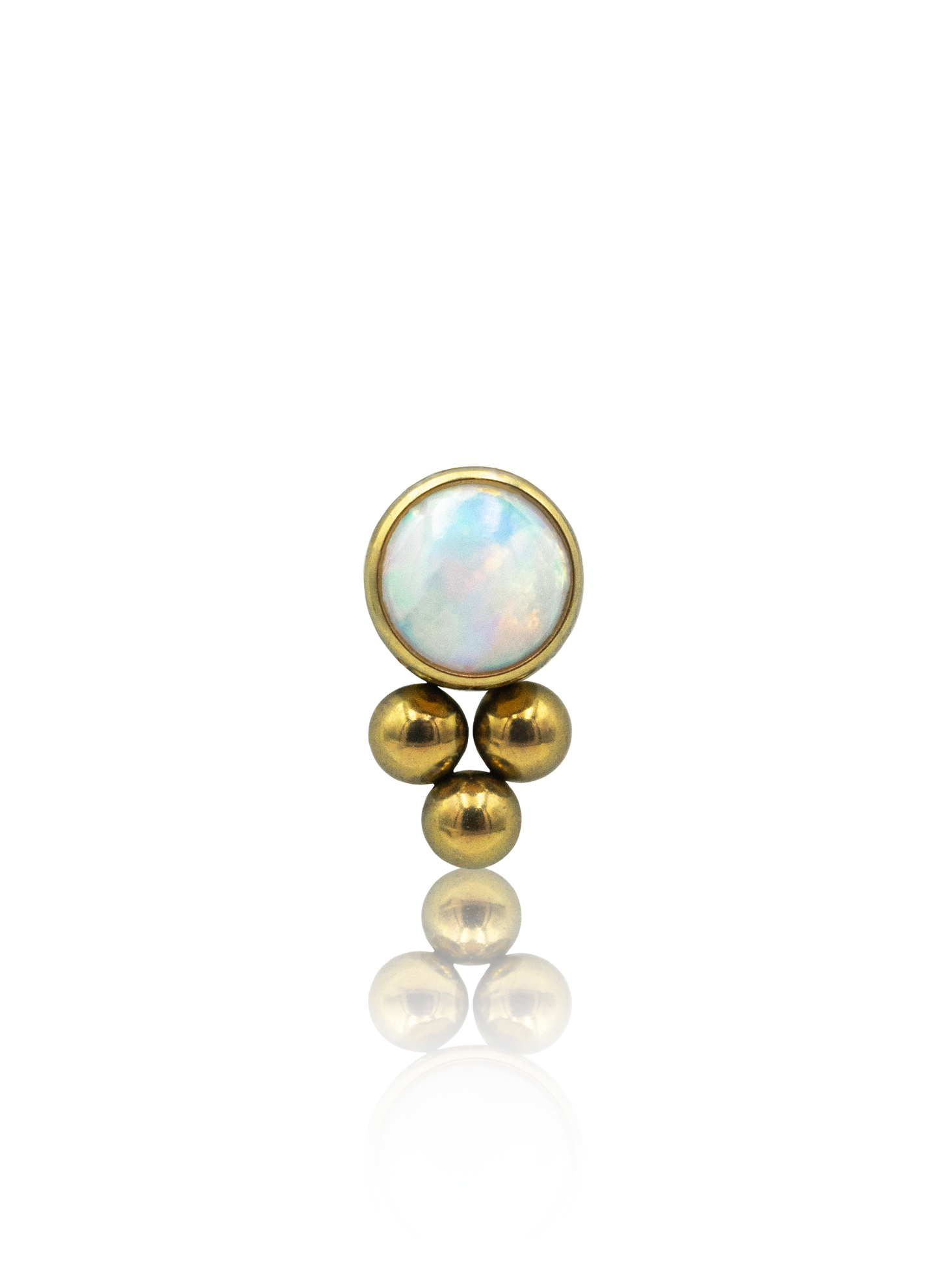 Ear piercing "Opal dots" - anodized titanium labret with opal
