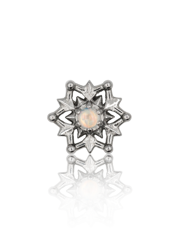 Kolczyk do ucha "Opal rosette" - tytanowy labret z opalem