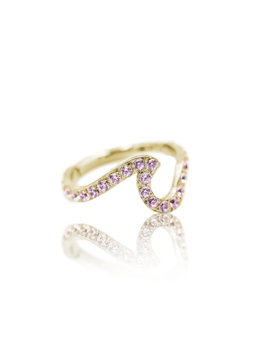 Kolczyk do ucha "Rose snake to be" - anodyzowany tytanowy clicker z czarnymi cyrkoniami