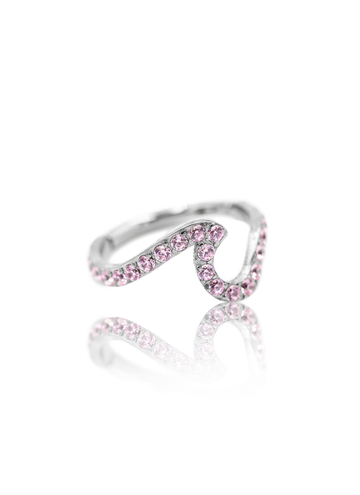 Kolczyk do ucha "Rose snake to be" - tytanowy clicker z czarnymi cyrkoniami