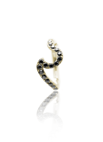 Kolczyk do ucha "Black snake to be" - tytanowy clicker z czarnymi cyrkoniami