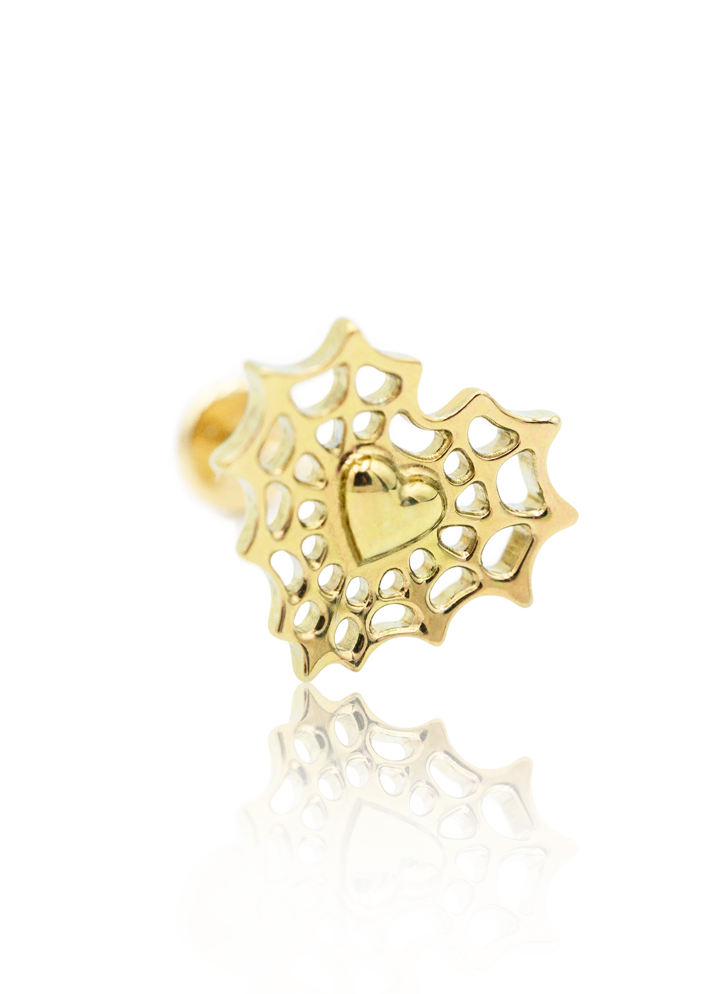 Kolczyk do ucha "Spider love" - anodyzowany tytanowy labret pajęczynka