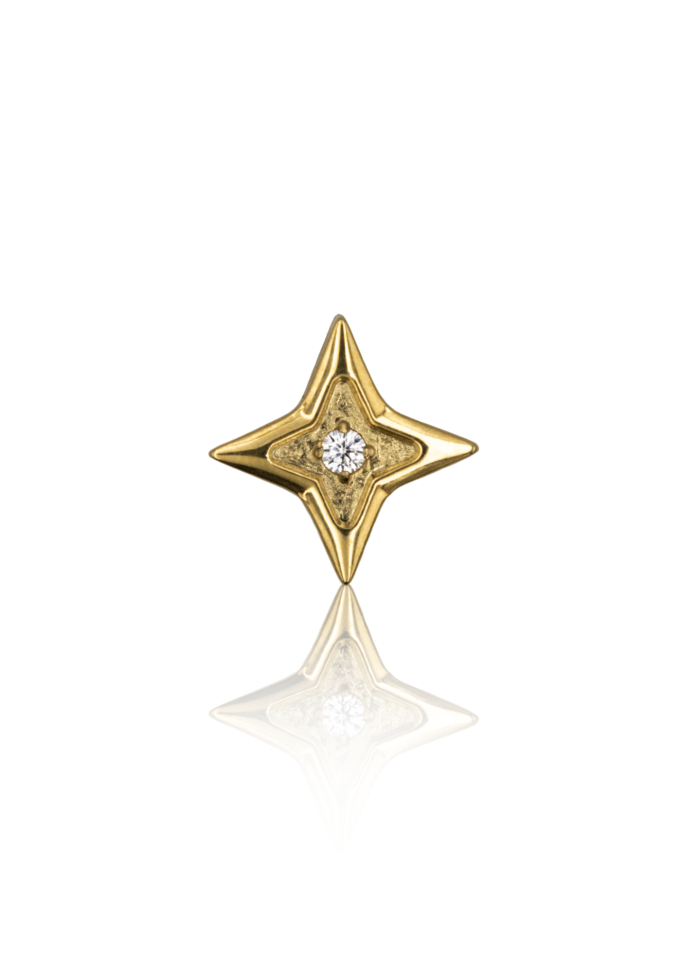 Kolczyk do ucha "Star zirconia" - złoty tytanowy labret z pojedynczą cyrkonią