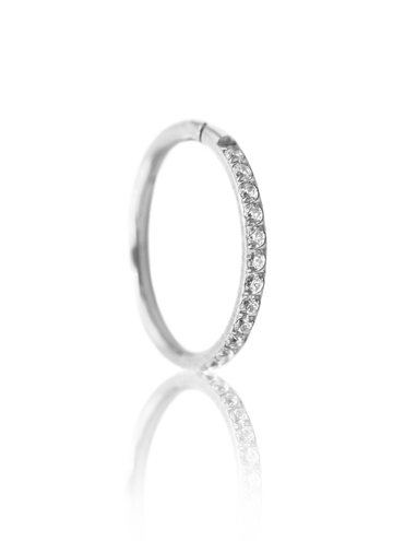 Kolczyk do ucha "Straight line" - tytanowy clicker z cyrkoniami