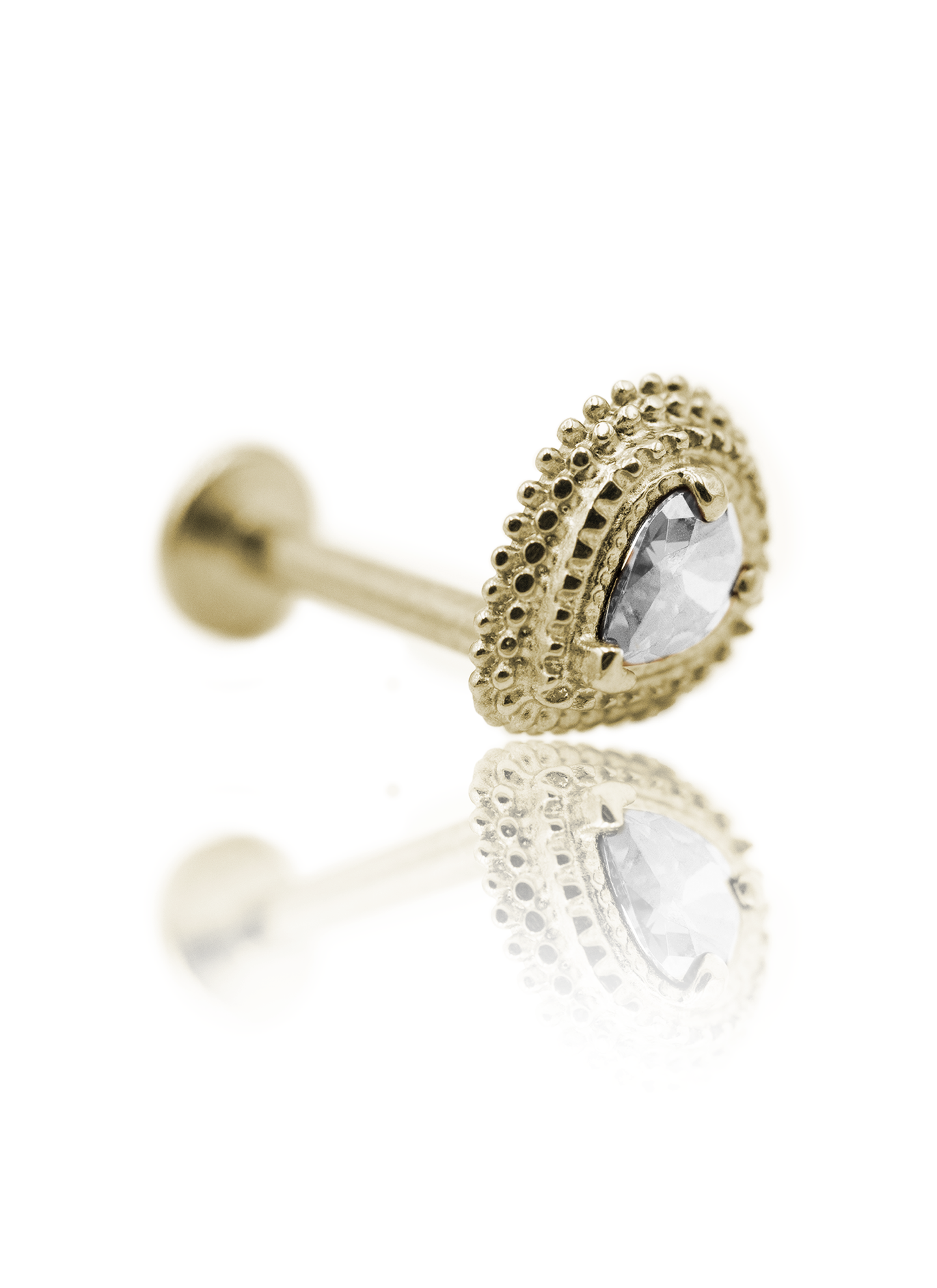 Kolczyk do ucha "Third eye clear" - anodyzowany tytanowy labret z cyrkonią