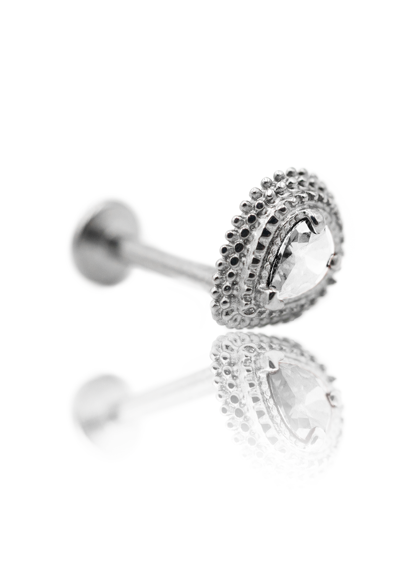 Kolczyk do ucha "Third eye clear" - tytanowy labret z cyrkonią