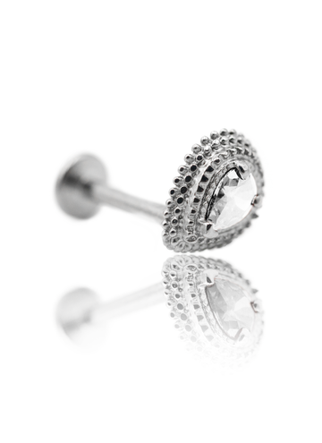 Kolczyk do ucha "Third eye clear" - tytanowy labret z cyrkonią