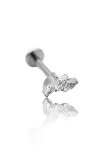 Kolczyk do ucha "Trio" - tytanowy labret z cyrkoniami