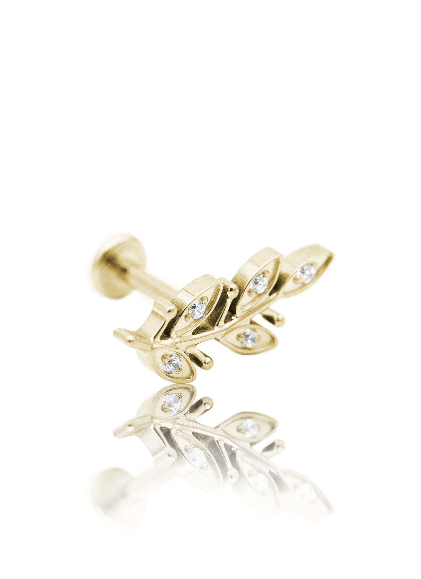 "Twig wigigi" earring - anodized titanium labret with zircons