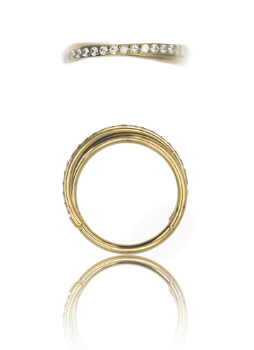 Kolczyk do ucha "Twisted line gold" - tytanowy clicker z cyrkoniami