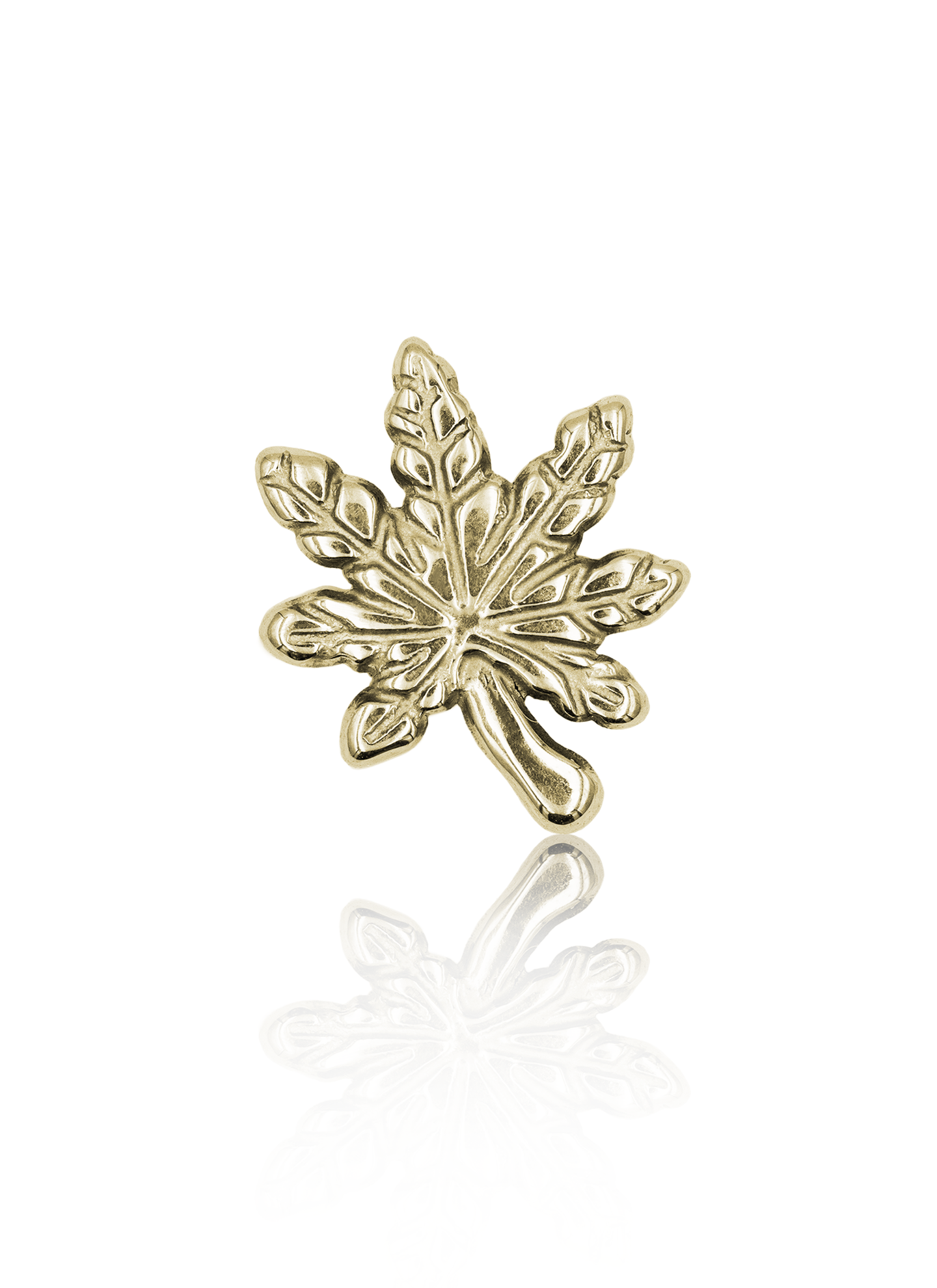 Ear stud "Weed" - anodized titanium labret leaf