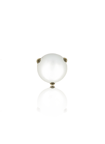 Kolczyk do ucha "White and white" - anodyzowany tytanowy labret z białym kamieniem