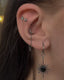 Kolczyk do ucha "Clear trio" - tytanowy labret z czarnymi cyrkoniami