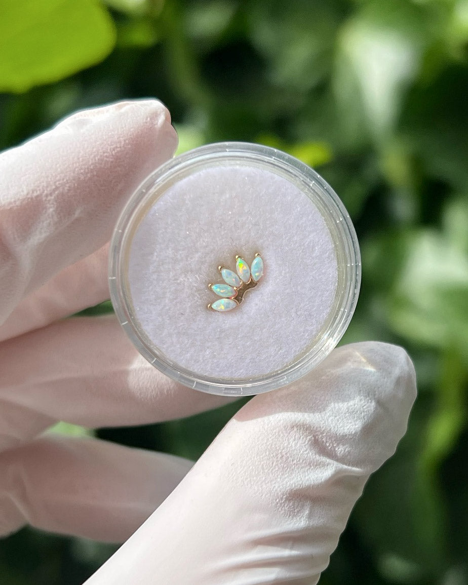 Kolczyk do ucha "Many opals" - 14K złoty labret