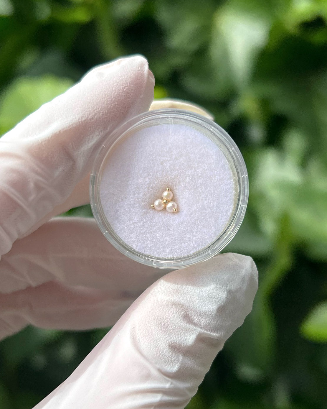 Kolczyk do ucha "Milky trio" - 14K złoty labret