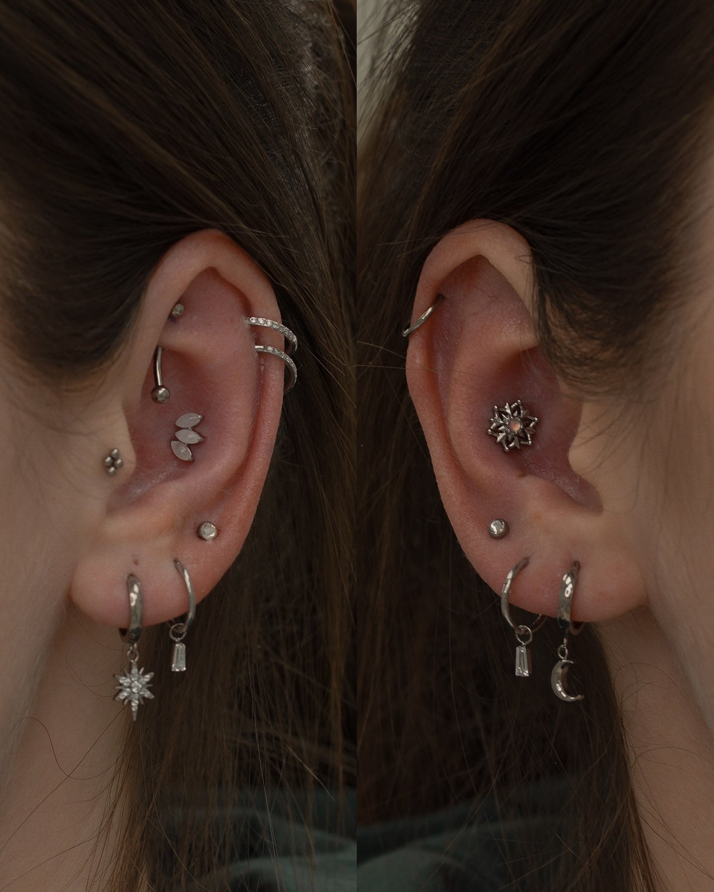 Earring "Opal rosette" - titanium labret with opal