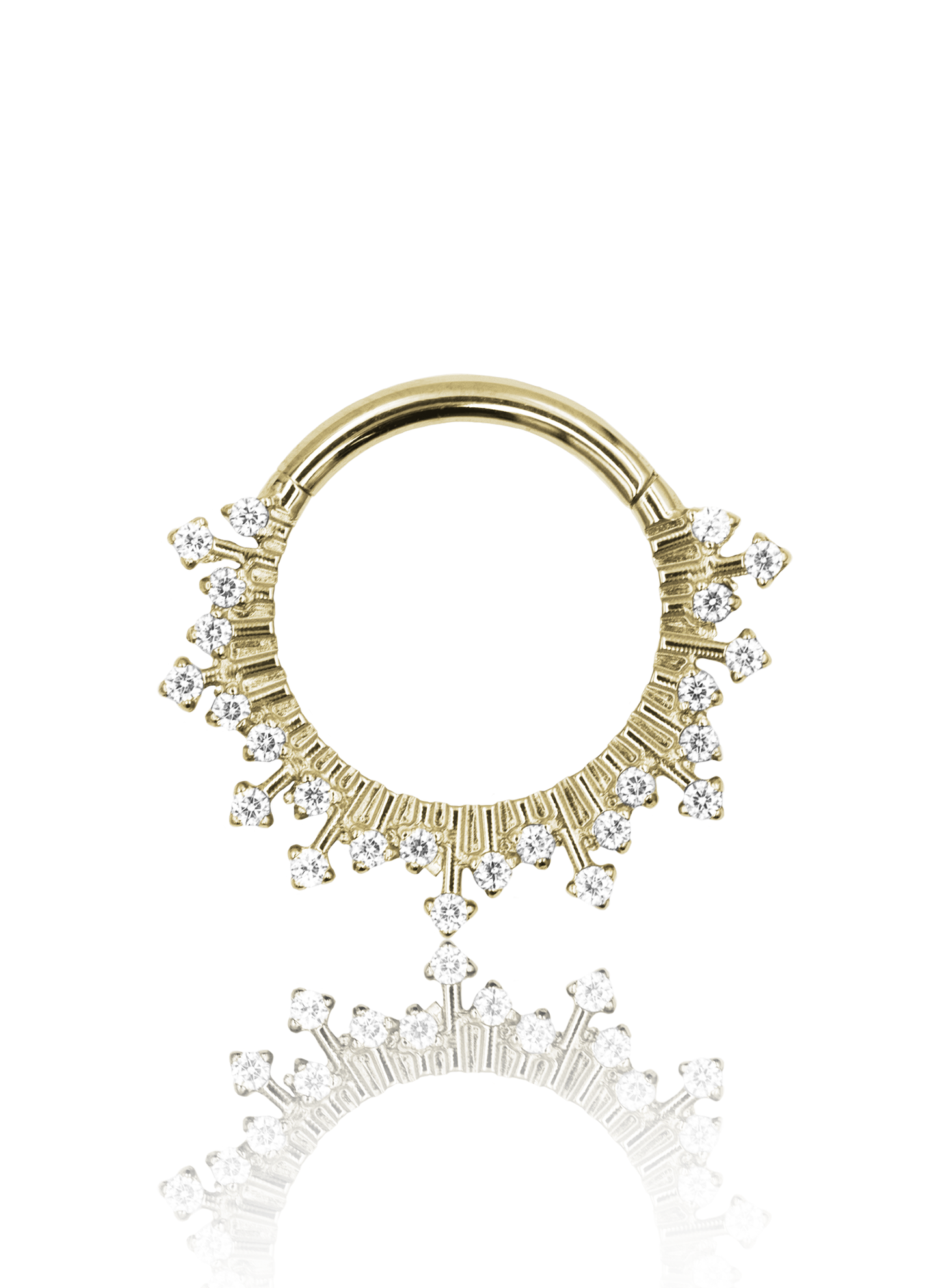 Kolczyk do ucha/ nosa "A lot of ice gold" - tytanowy clicker z cyrkoniami