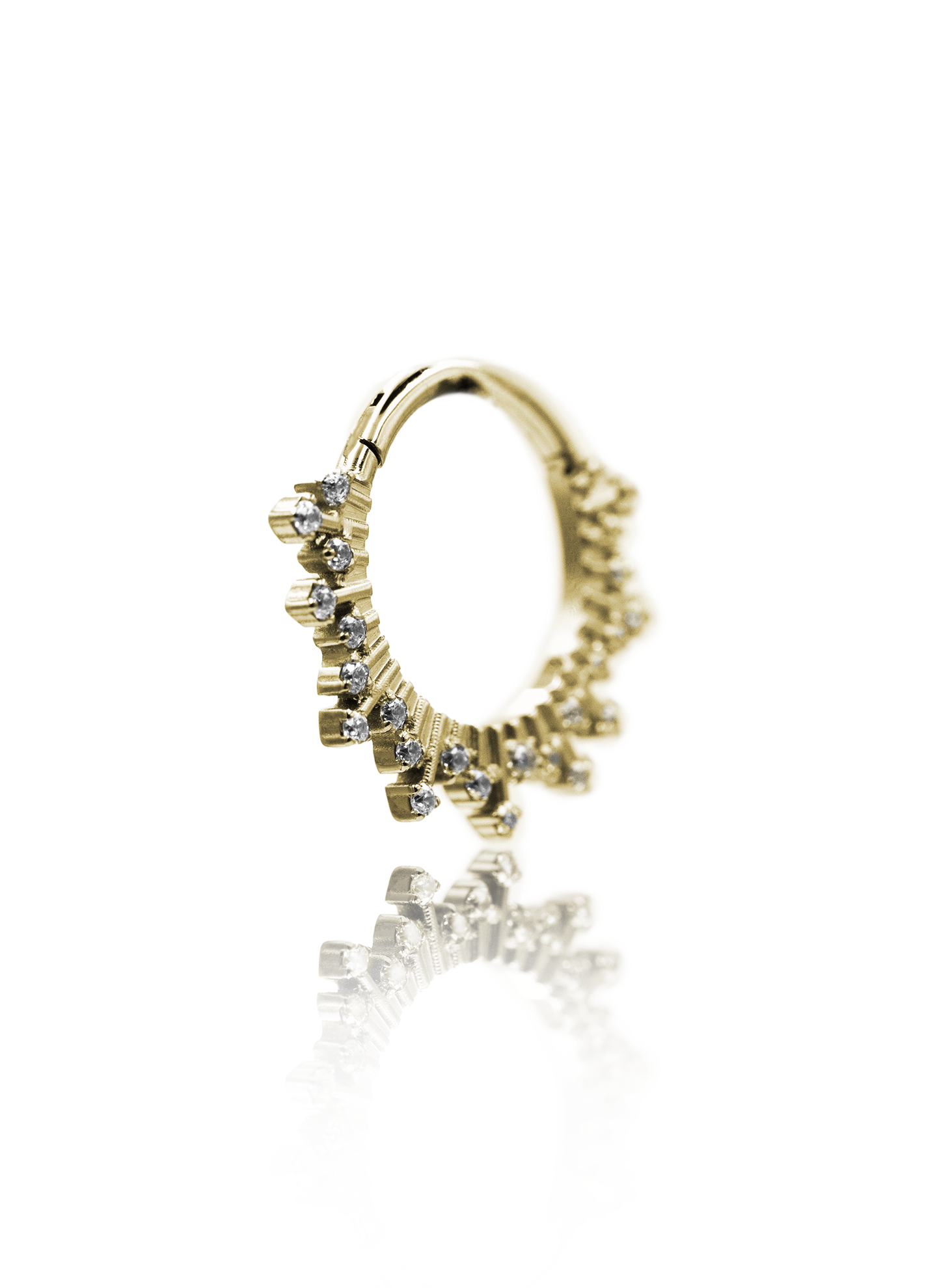 Kolczyk do ucha/ nosa "A lot of ice gold" - tytanowy clicker z cyrkoniami