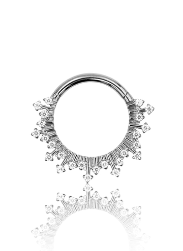 Kolczyk do ucha/ nosa "A lot of ice" - tytanowy clicker z cyrkoniami