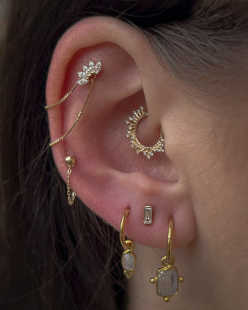 Kolczyk do ucha "Top tier" - 14K złoty clicker z cyrkoniami