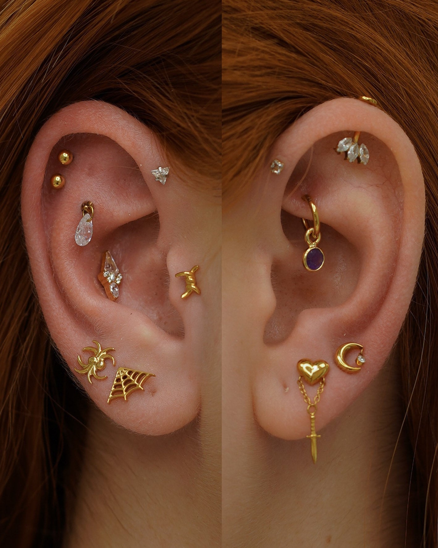 Ear stud "Thorn" - anodized titanium labret thorn