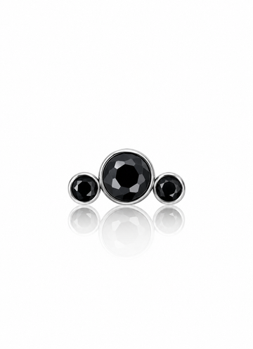 Earring "Black Three" - titanium labret with black zircons