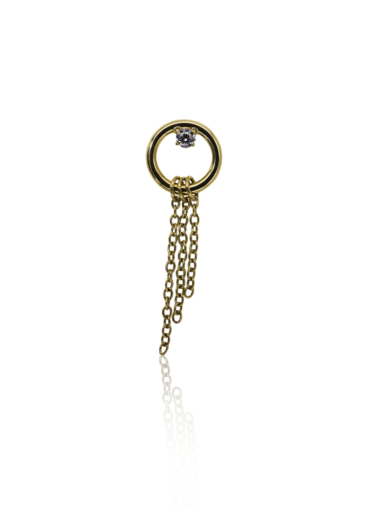 Kolczyk do ucha "Golden chain rain" - tytanowa nakrętka