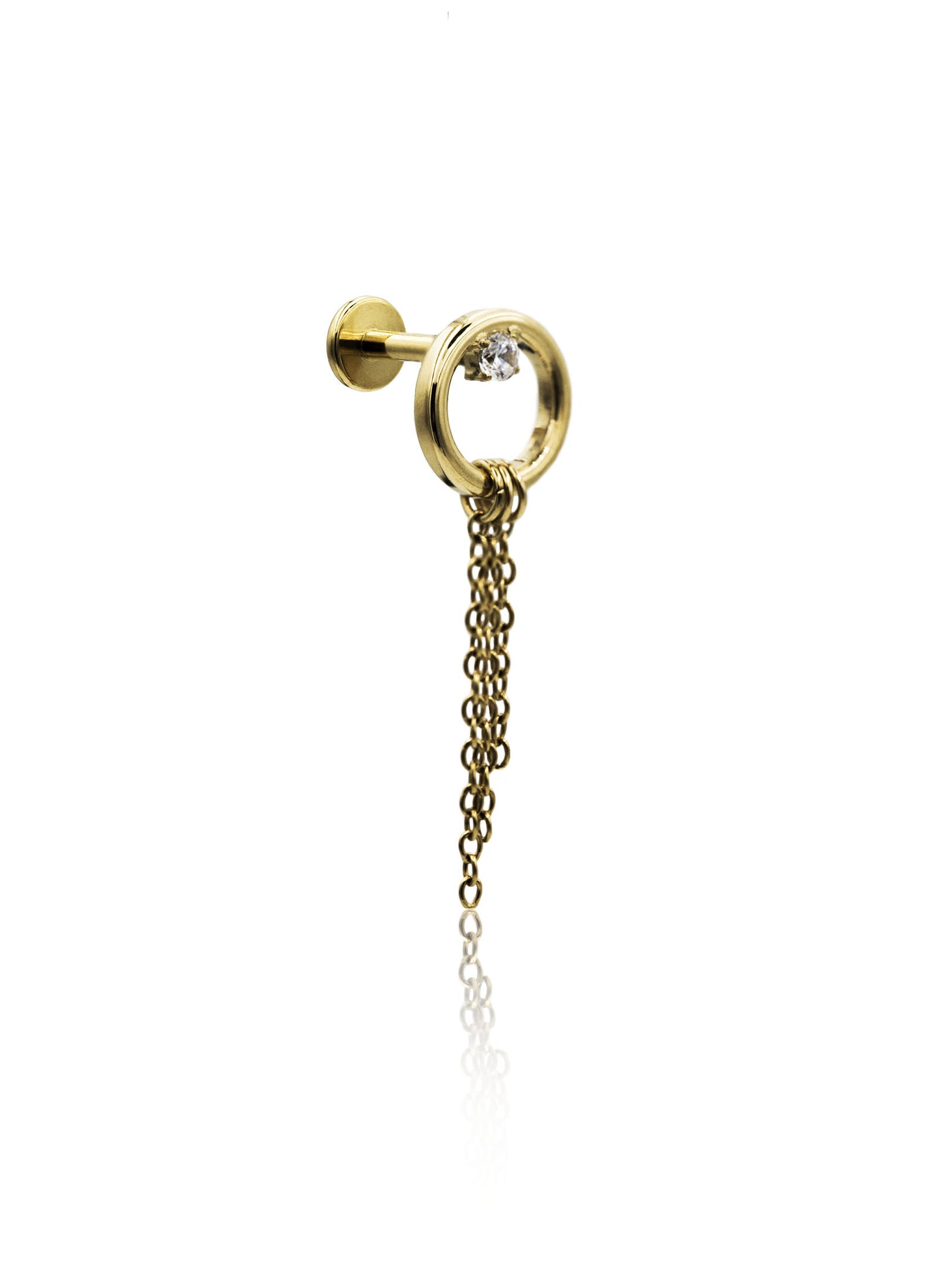 Kolczyk do ucha "Golden chain rain" - tytanowa nakrętka