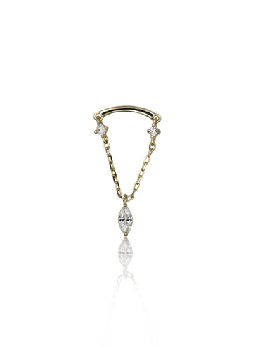 Kolczyk do ucha "Chandelier" - 14K złoty labret z cyrkoniami