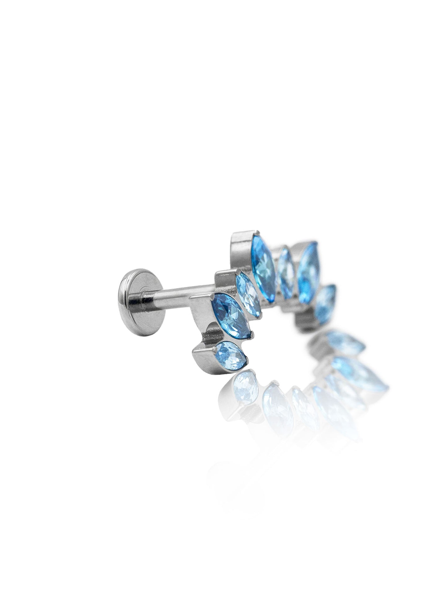 Kolczyk do ucha "Cluster blue" - tytanowy labret z niebieskimi cyrkoniami