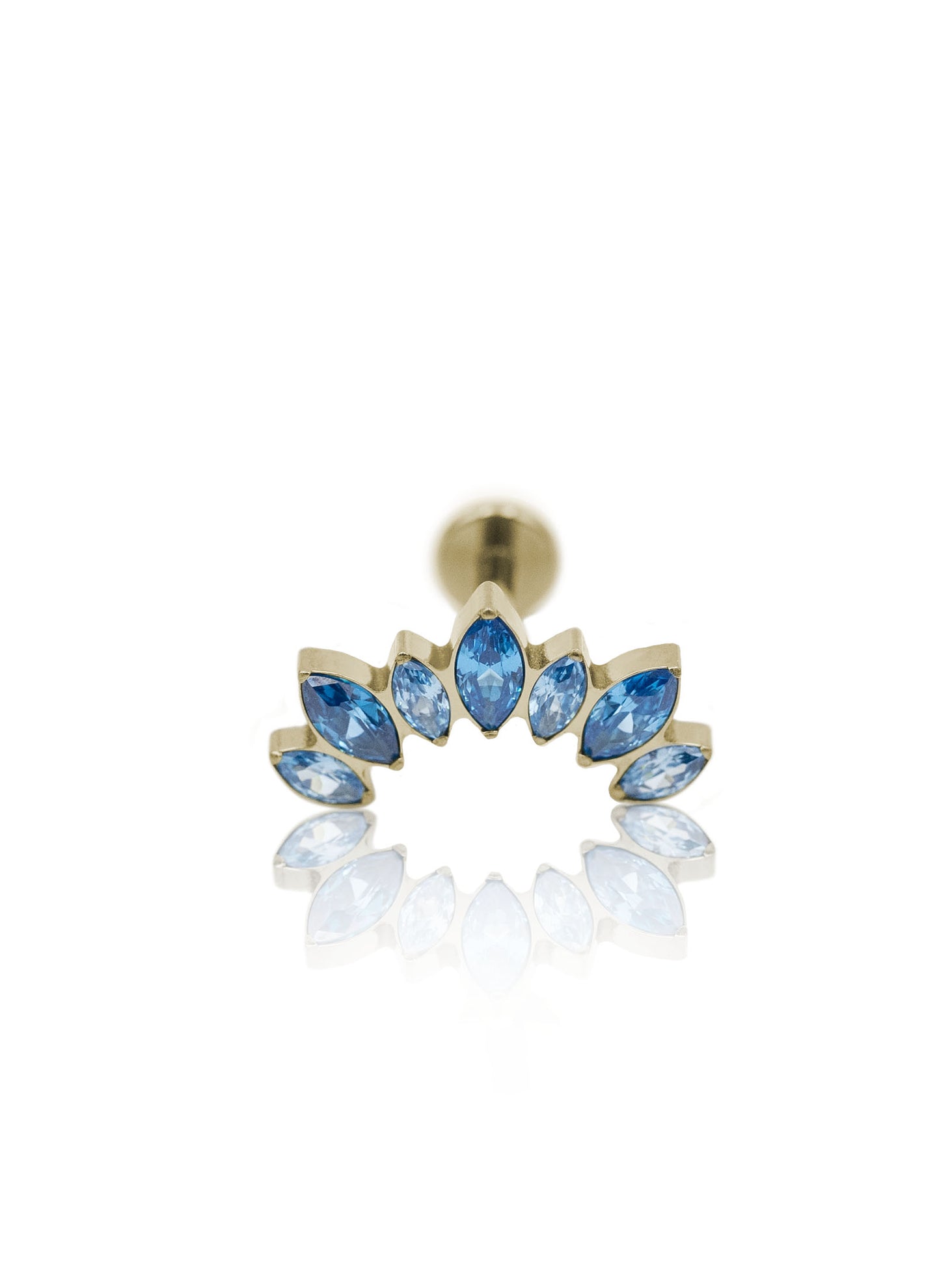 Kolczyk do ucha "Cluster blue" - anodyzowany tytanowy labret z niebieskimi cyrkoniami