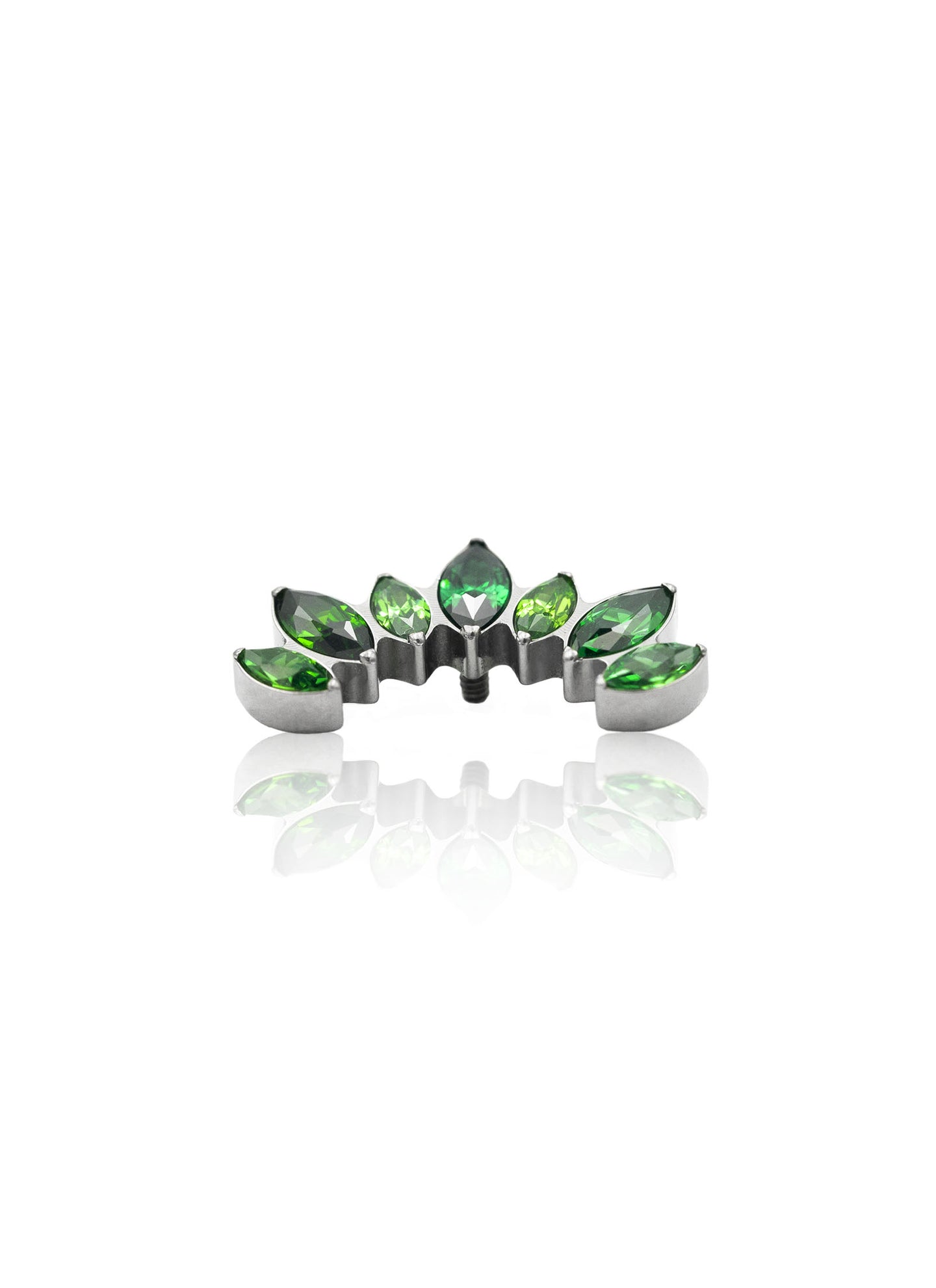 Kolczyk do ucha "Cluster green" - tytanowy labret z zielonymi cyrkoniami