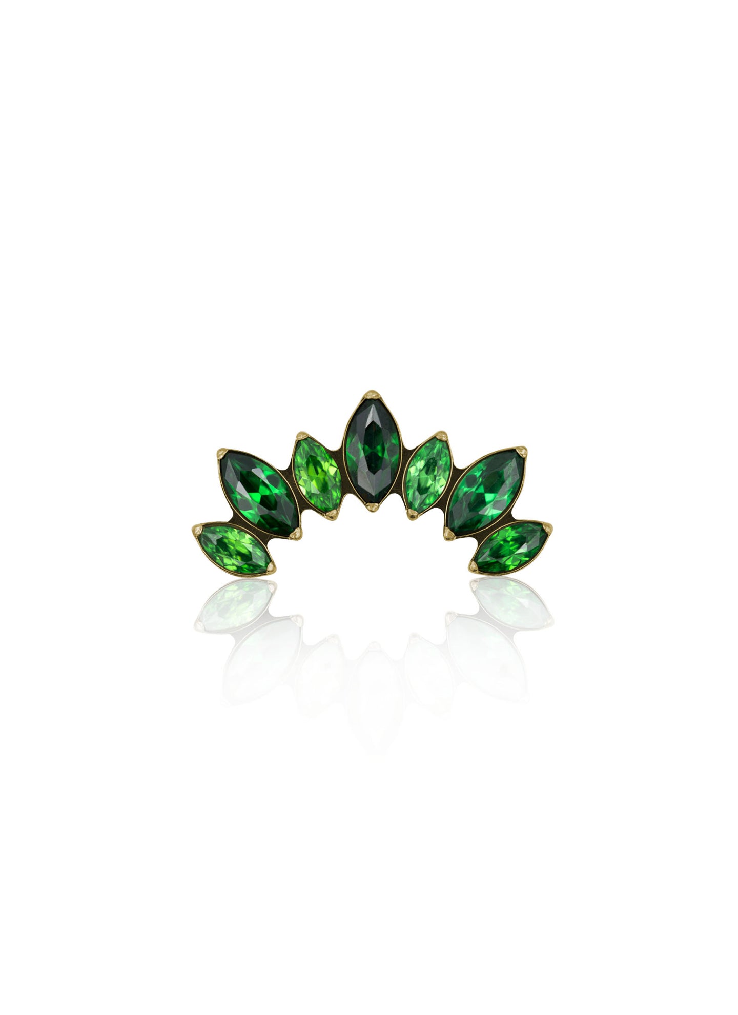 Kolczyk do ucha "Cluster green" - anodyzowany tytanowy labret z zielonymi cyrkoniami