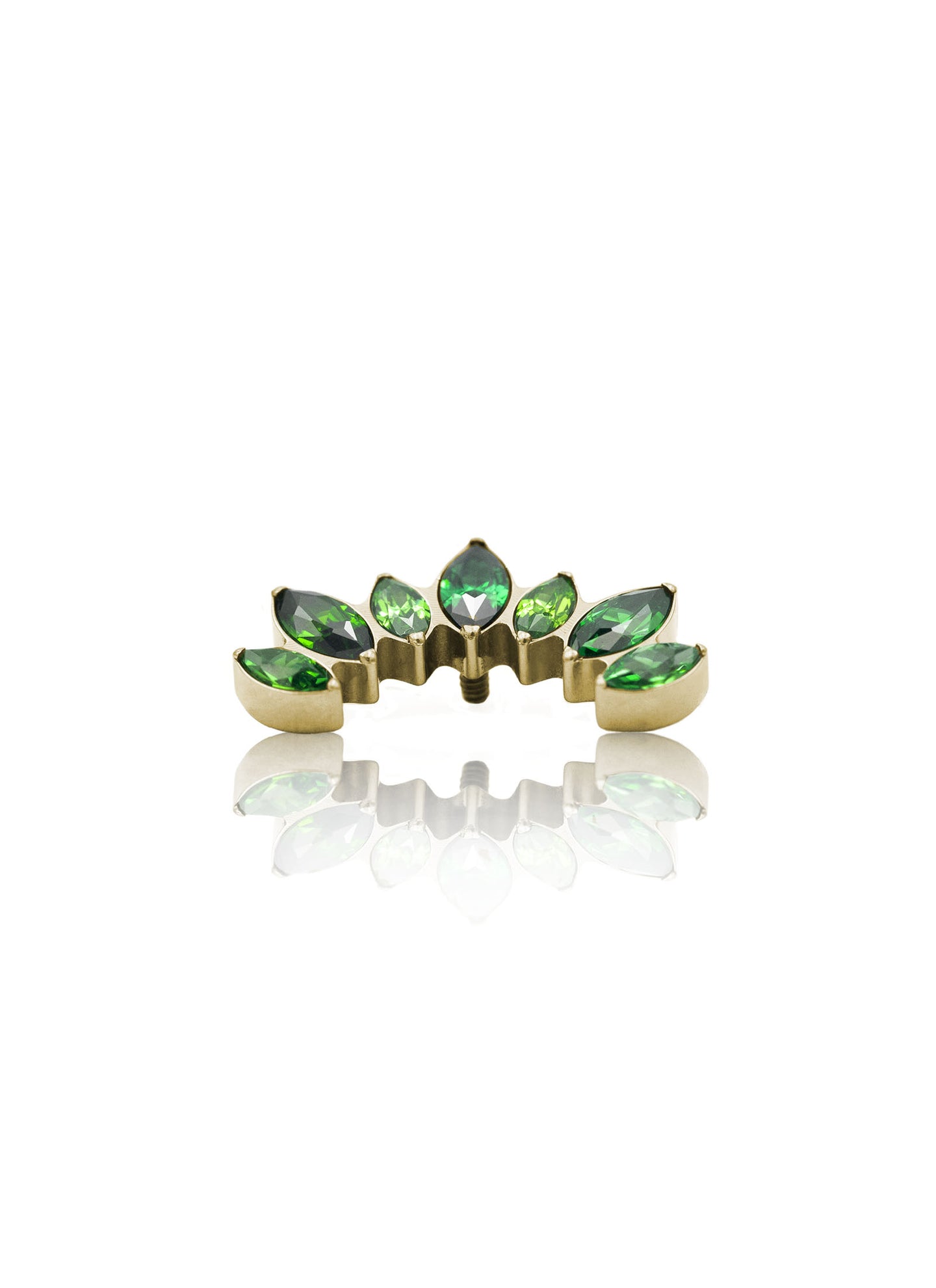Kolczyk do ucha "Cluster green" - anodyzowany tytanowy labret z zielonymi cyrkoniami