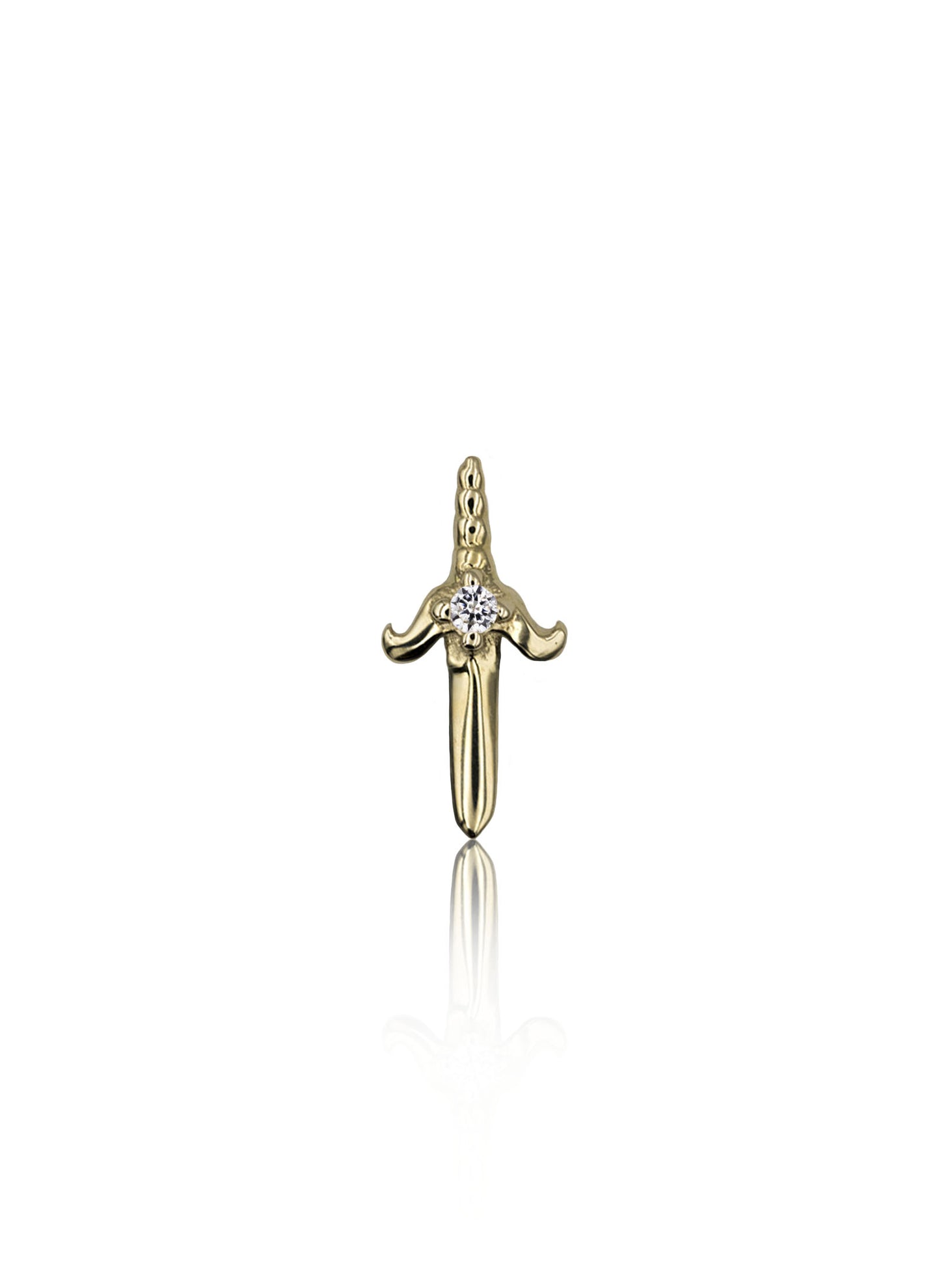 Kolczyk do ucha "Golden dagger" - 14K złoty labret