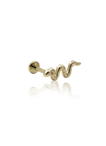 Kolczyk do ucha "Snake" - 14K złoty labret