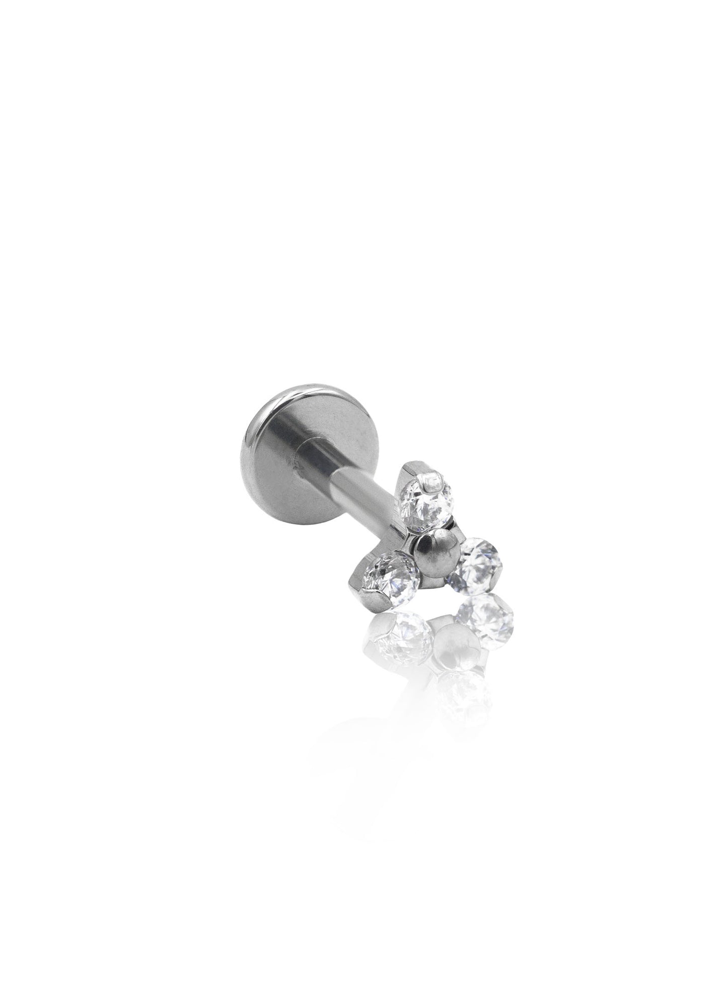 Kolczyk do ucha "Clear trio" - tytanowy labret z czarnymi cyrkoniami