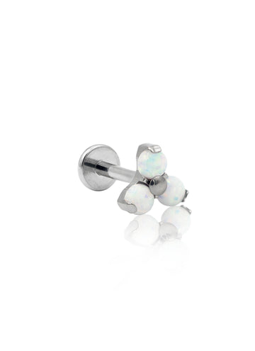 Kolczyk do ucha "Opal trio" - tytanowy labret z opalami
