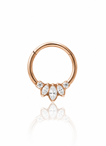 Kolczyk do ucha lub nosa "Crystal lotus" - tytanowy clicker rose gold z cyrkoniami