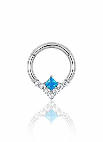 "Sharp end" earring - titanium clicker with cubic zirconia