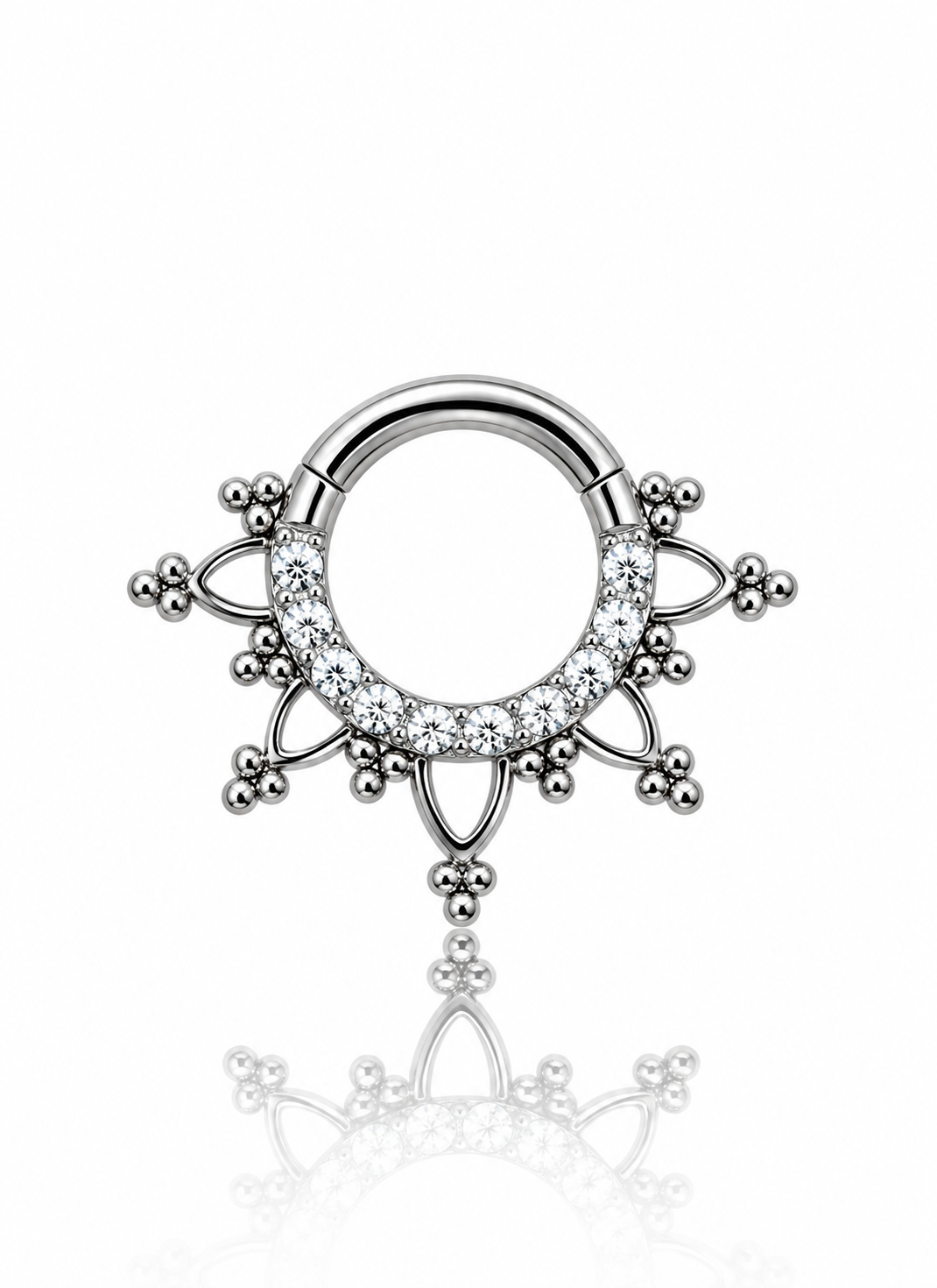 "Gotic" earring - titanium clicker with cubic zirconia